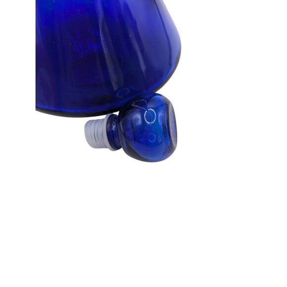 Cobalt Blue Mid Century Glass Decanter /Genie Bottle With Plastic Tip Stopper 15 - Picture 4 of 9